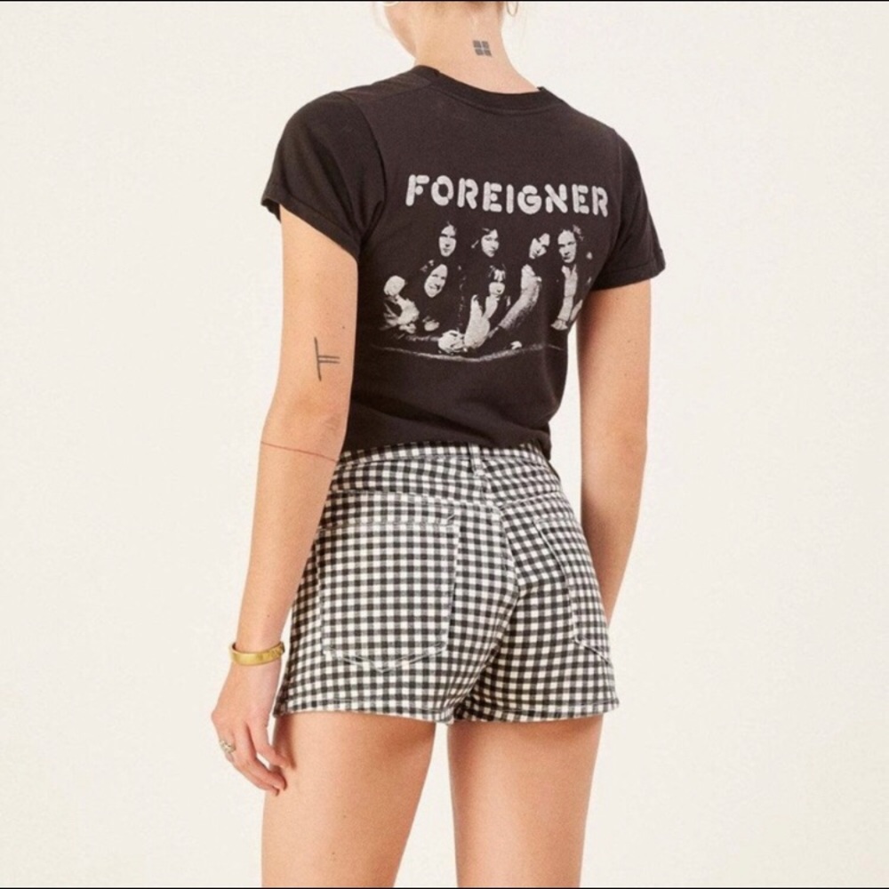 Reformation denim checker shorts sz 30